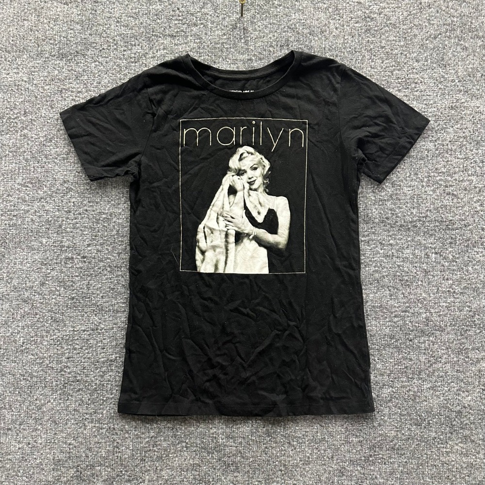 Fifth Sun T-Shirt Womens Size M Black Marilyn Monroe Graphic Portrait Short
